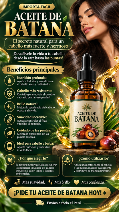 EL ORO PARA UN CABELLO RADIANTE, ACEITE DE BATANA